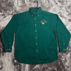 Vintage Blue Generation Green Mens Button Down Aztec Long Sleeve Size Large